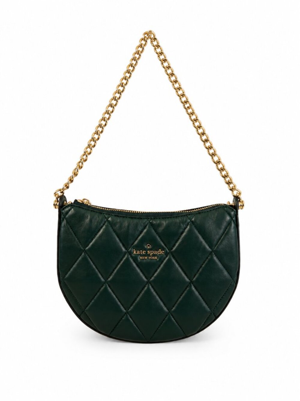 Kate Spade New York Emerald Green Quilted Leather Chain Shoulder Crossbody Bag - Picture 2 of 6